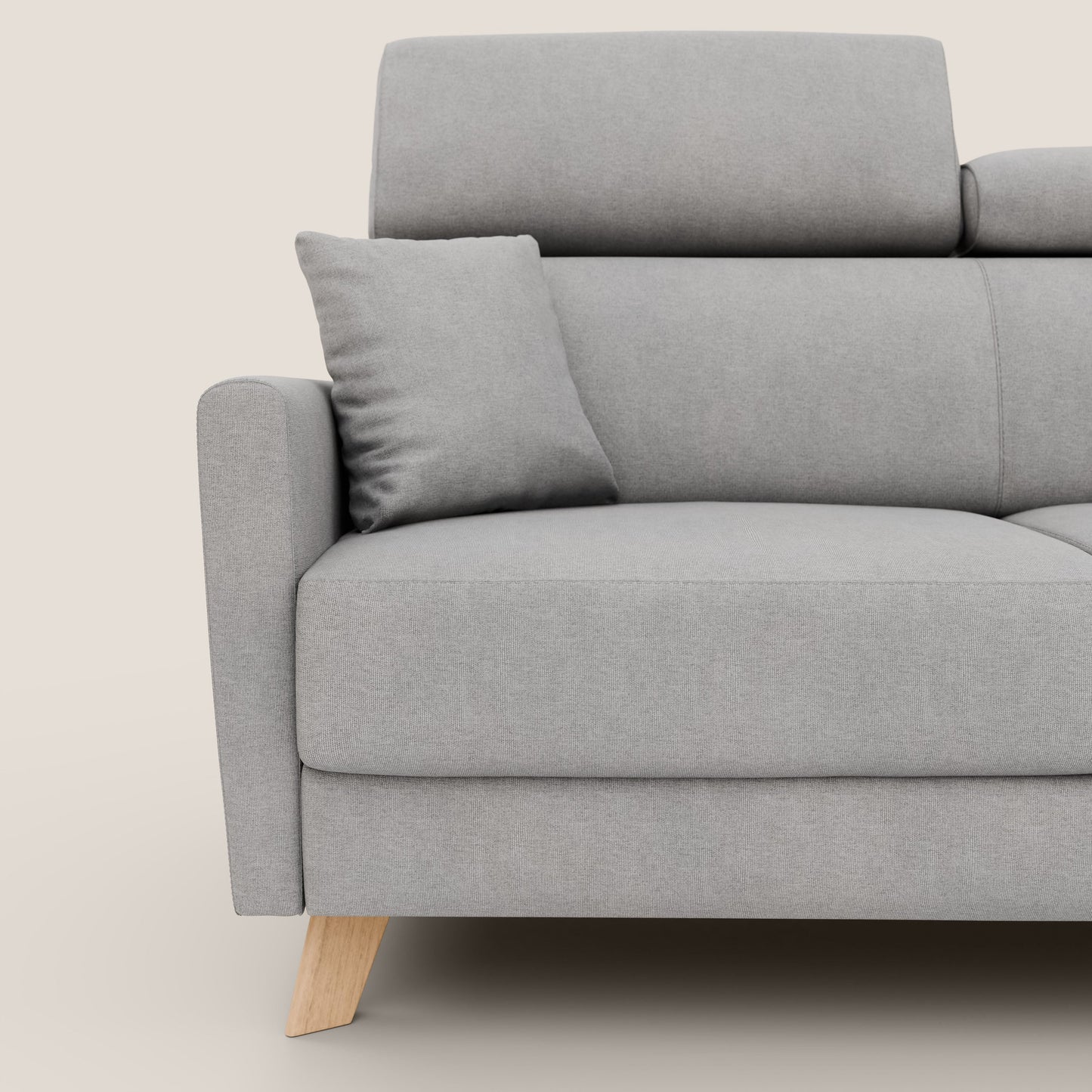 Francy divano letto matrimoniale con poggiatesta regolabile in tessuto impermeabile e smacchiabile T17 grigio