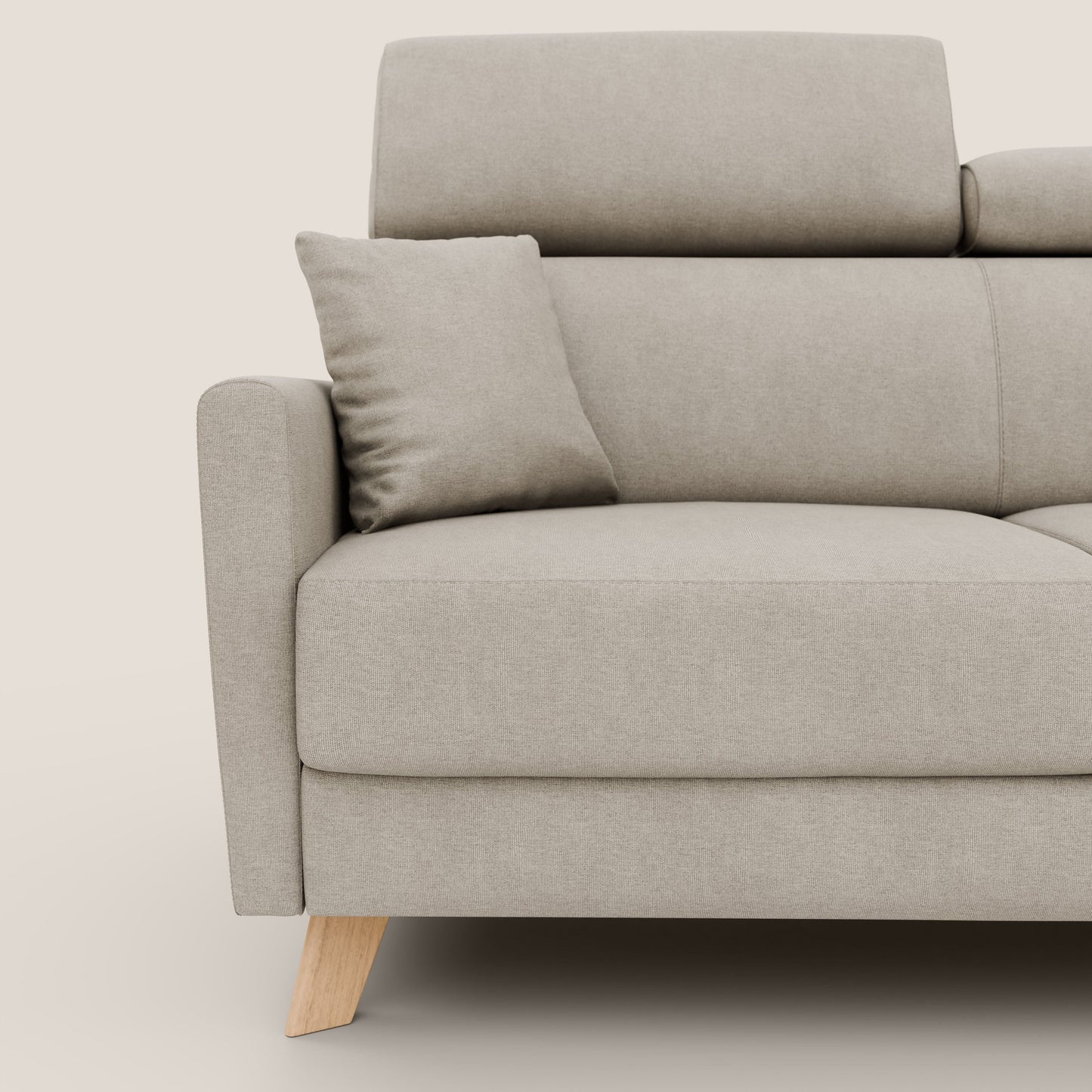 Francy divano letto matrimoniale con poggiatesta regolabile in tessuto impermeabile e smacchiabile T17 panna