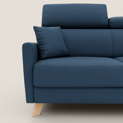 Francy divano letto matrimoniale con poggiatesta regolabile in tessuto impermeabile e smacchiabile T17 blu