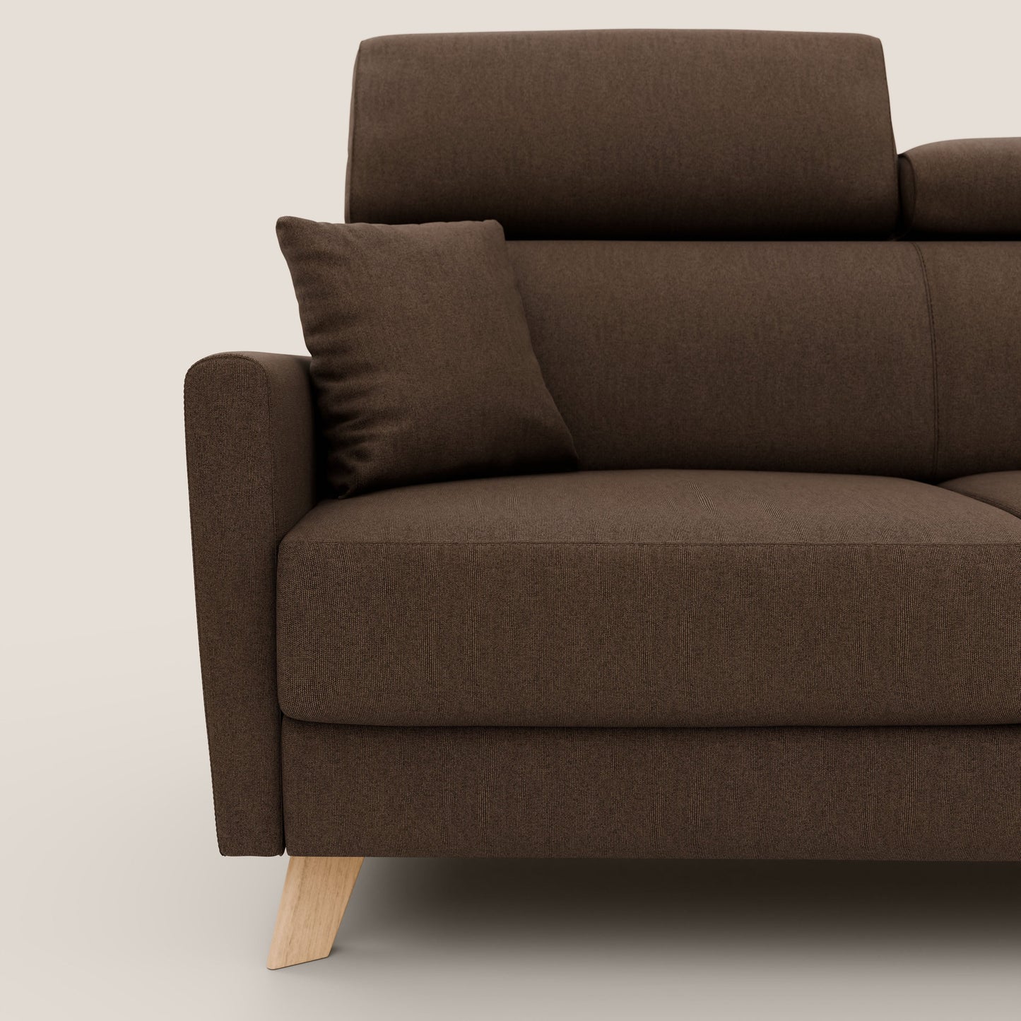 Francy divano letto matrimoniale con poggiatesta regolabile in tessuto impermeabile e smacchiabile T17 marrone