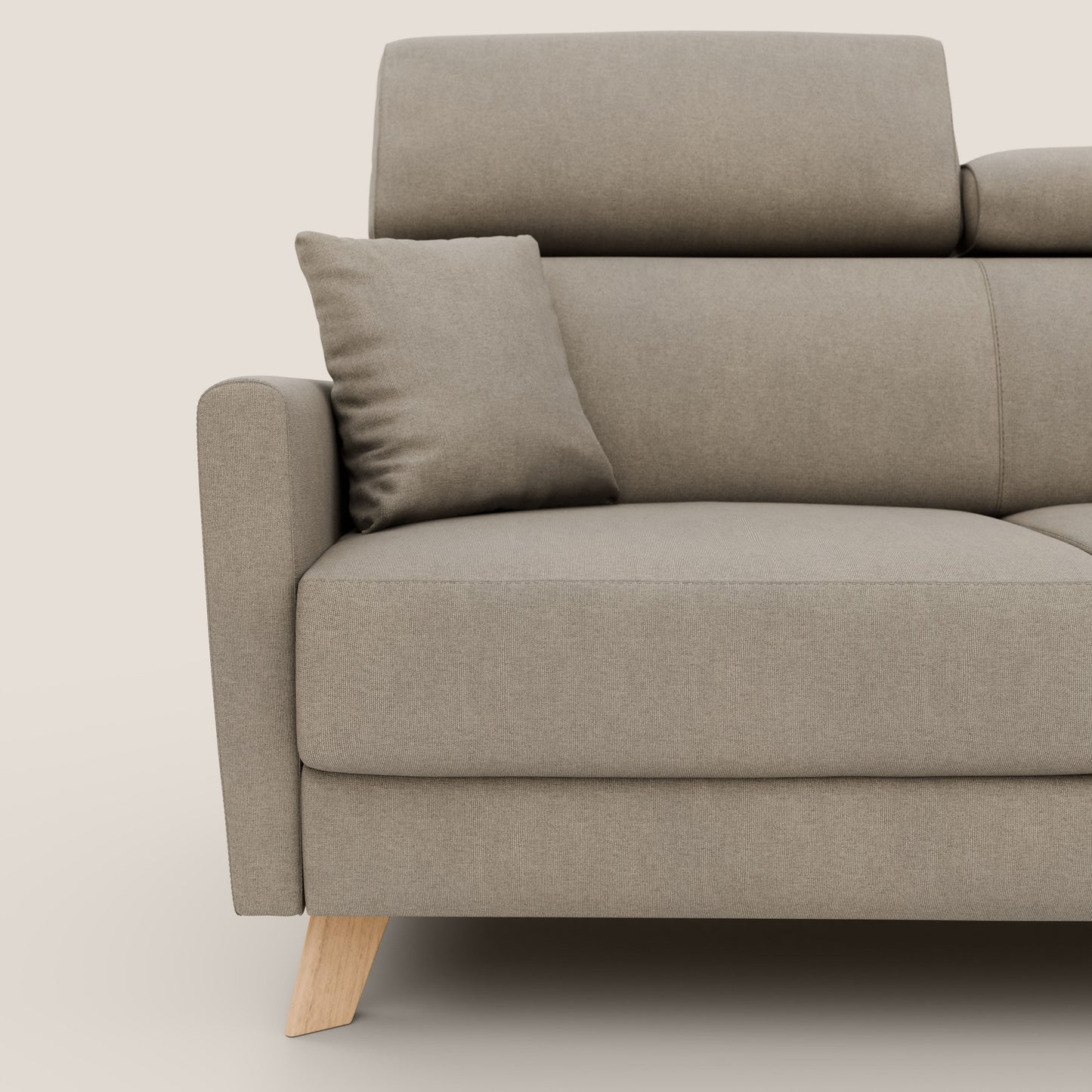 Francy divano letto matrimoniale con poggiatesta regolabile in tessuto impermeabile e smacchiabile T17 beige