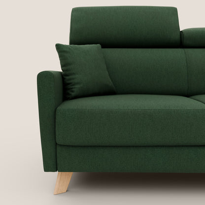 Francy divano letto matrimoniale con poggiatesta regolabile in tessuto impermeabile e smacchiabile T17 verde