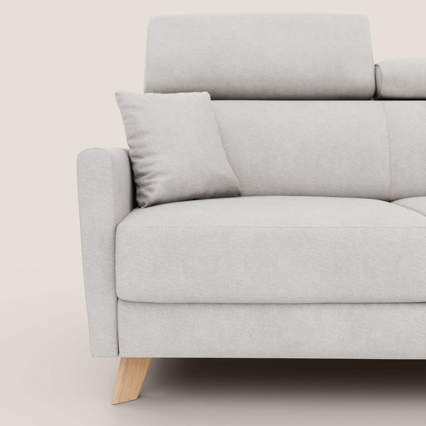 Francy divano letto matrimoniale con poggiatesta regolabile in tessuto impermeabile e smacchiabile T17 bianco