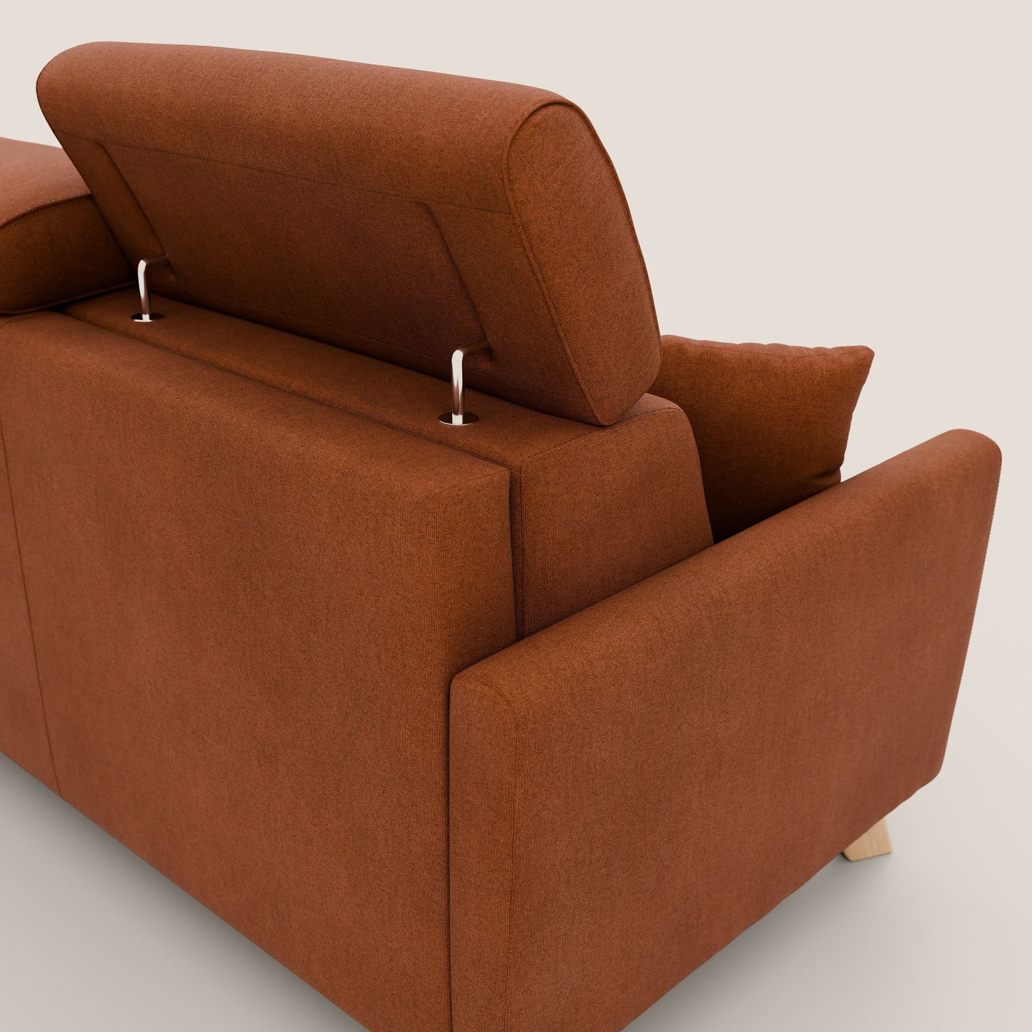 Francy divano letto matrimoniale con poggiatesta regolabile in tessuto impermeabile e smacchiabile T17 arancio