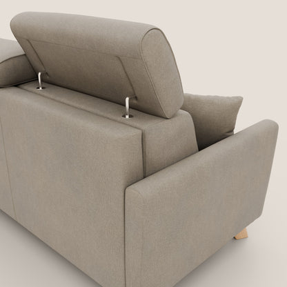 Francy divano letto matrimoniale con poggiatesta regolabile in tessuto impermeabile e smacchiabile T17 beige