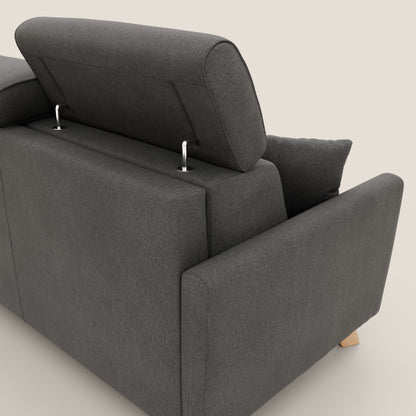 Francy divano letto matrimoniale con poggiatesta regolabile in tessuto impermeabile e smacchiabile T17 antracite