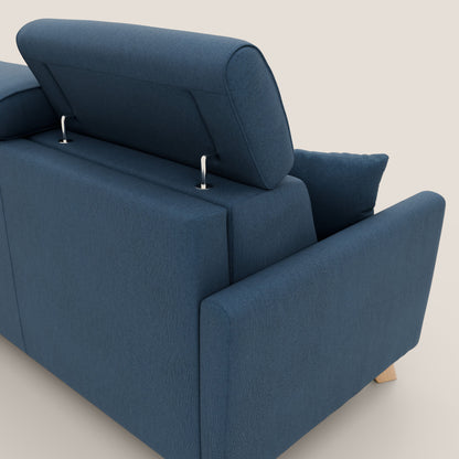 Francy divano letto matrimoniale con poggiatesta regolabile in tessuto impermeabile e smacchiabile T17 blu