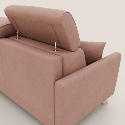 Francy divano letto matrimoniale 160 cm (mat. 120x197) con poggiatesta regolabile in tessuto impermeabile e smacchiabile T17 rosa