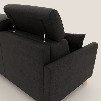 Francy divano letto matrimoniale con poggiatesta regolabile in tessuto impermeabile e smacchiabile T17 nero