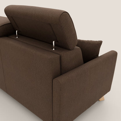 Francy divano letto matrimoniale con poggiatesta regolabile in tessuto impermeabile e smacchiabile T17 marrone