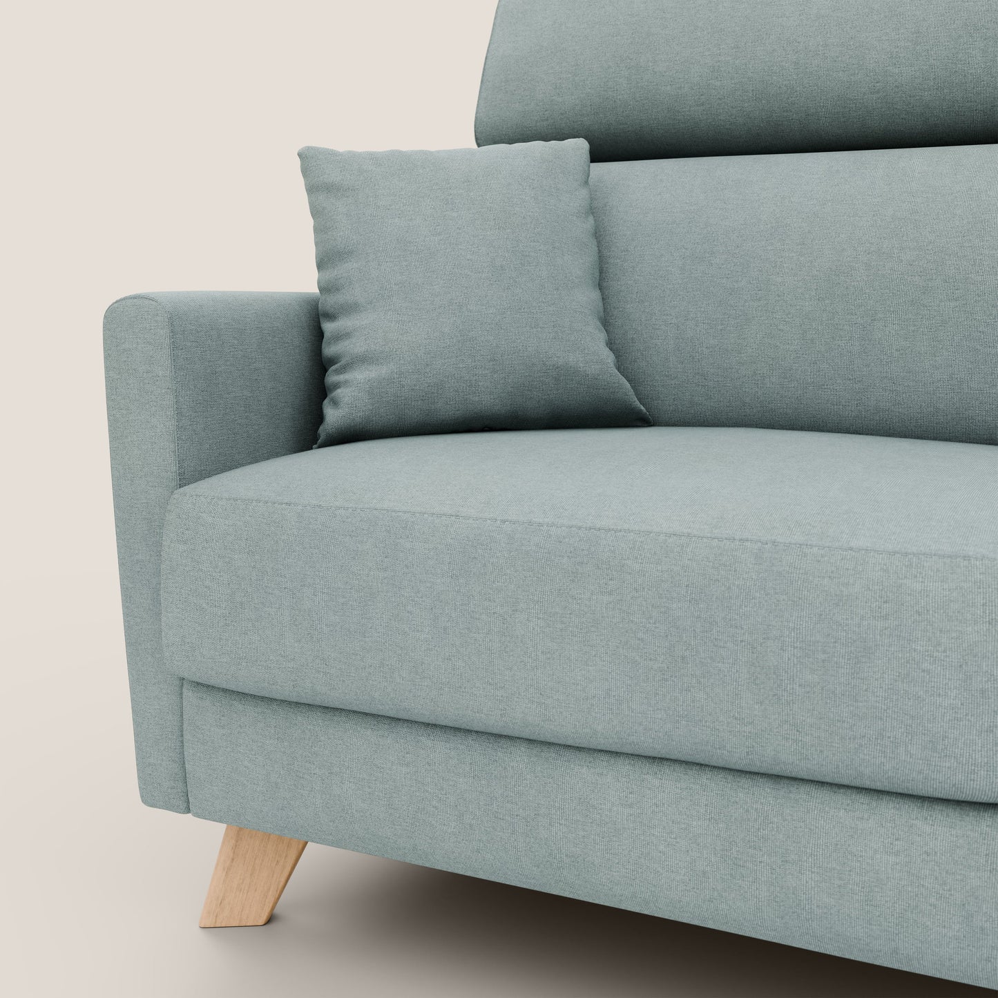 Francy divano letto matrimoniale con poggiatesta regolabile in tessuto impermeabile e smacchiabile T17 verde acqua