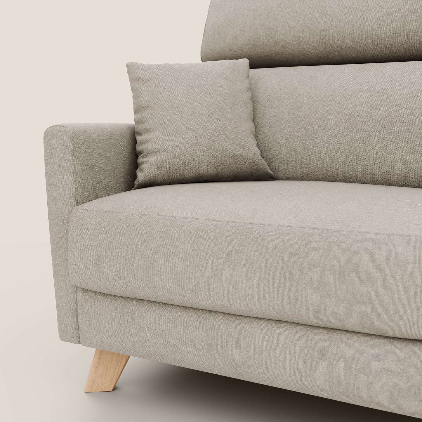 Francy divano letto matrimoniale con poggiatesta regolabile in tessuto impermeabile e smacchiabile T17 panna