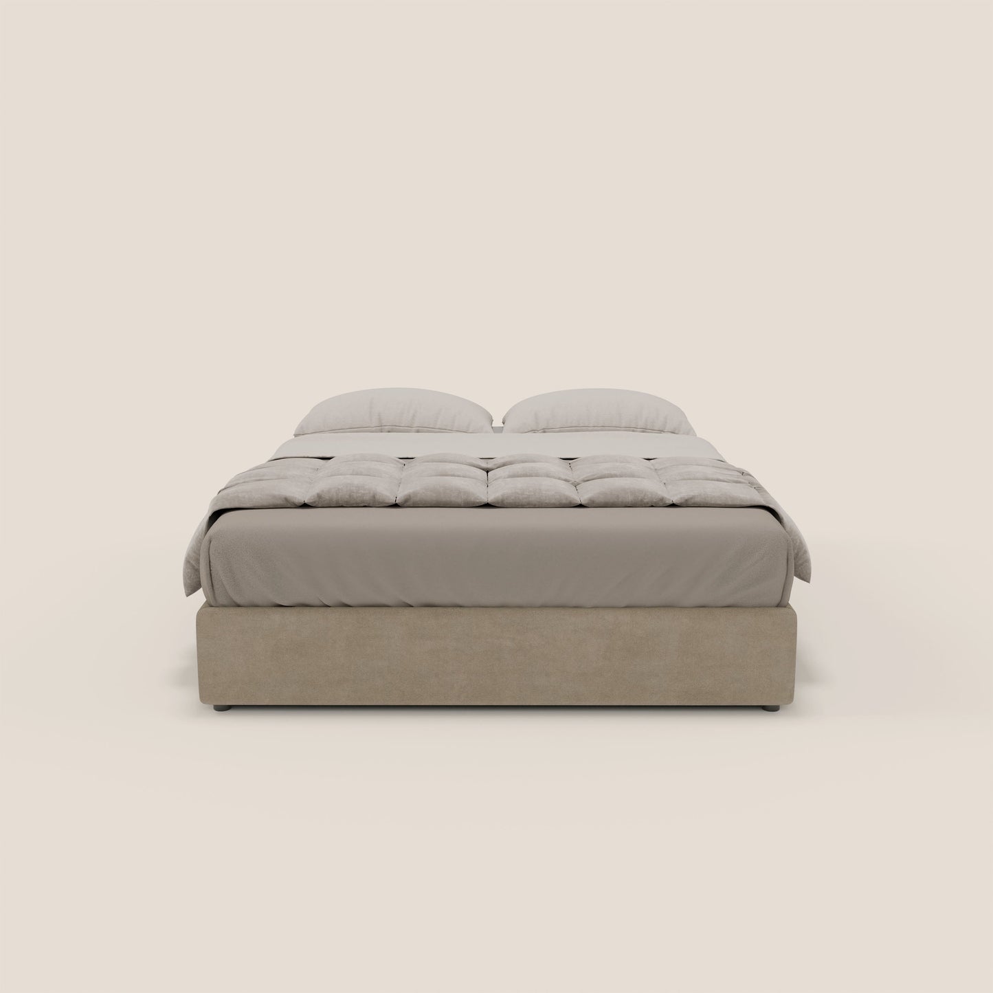 Ina sommier con ampio contenitore in microfibra smacchiabile ed impermeabile T11 tortora 