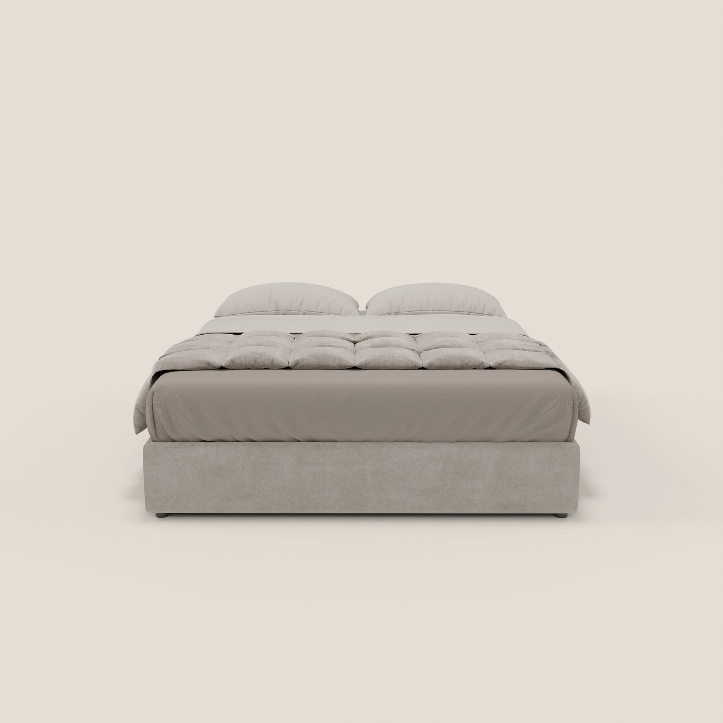 Ina sommier con ampio contenitore in microfibra smacchiabile ed impermeabile T11 grigio chiaro 