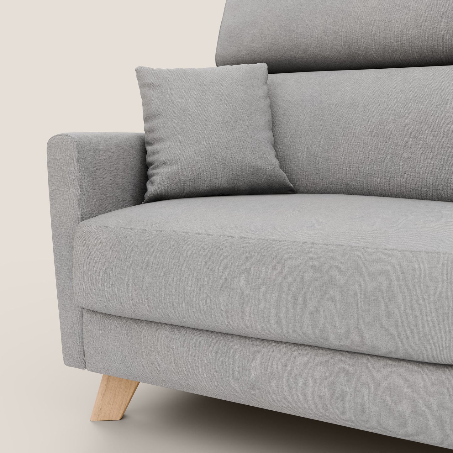 Francy divano letto matrimoniale con poggiatesta regolabile in tessuto impermeabile e smacchiabile T17 grigio