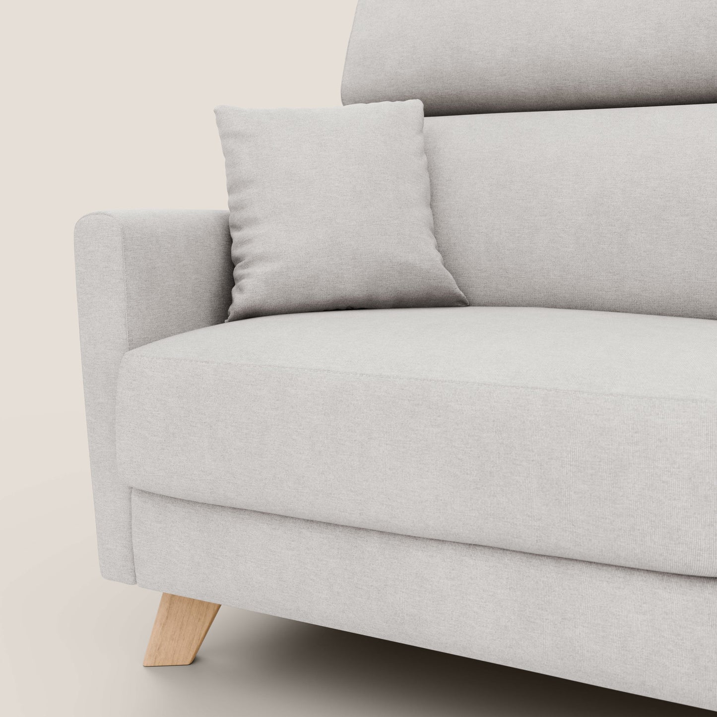 Francy divano letto matrimoniale con poggiatesta regolabile in tessuto impermeabile e smacchiabile T17 bianco