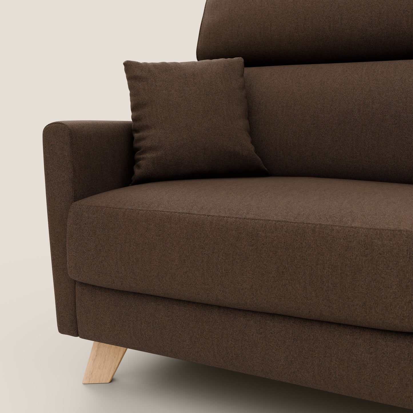 Francy divano letto matrimoniale con poggiatesta regolabile in tessuto impermeabile e smacchiabile T17 marrone