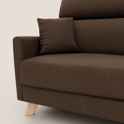 Francy divano letto matrimoniale con poggiatesta regolabile in tessuto impermeabile e smacchiabile T17 marrone