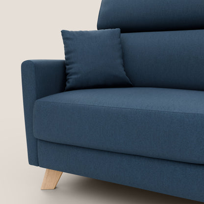 Francy divano letto matrimoniale con poggiatesta regolabile in tessuto impermeabile e smacchiabile T17 blu