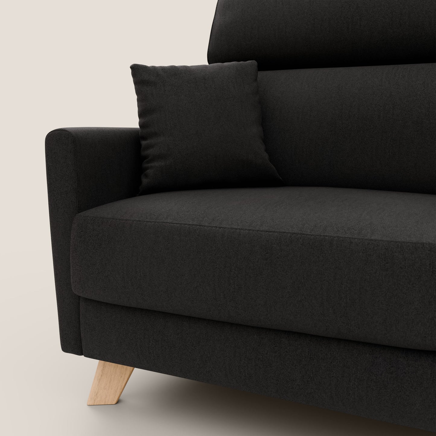 Francy divano letto matrimoniale con poggiatesta regolabile in tessuto impermeabile e smacchiabile T17 nero