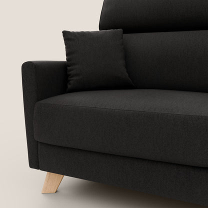 Francy divano letto matrimoniale con poggiatesta regolabile in tessuto impermeabile e smacchiabile T17 nero