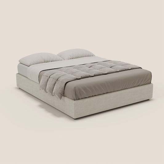 Ina sommier con ampio contenitore in microfibra smacchiabile ed impermeabile T11 panna 