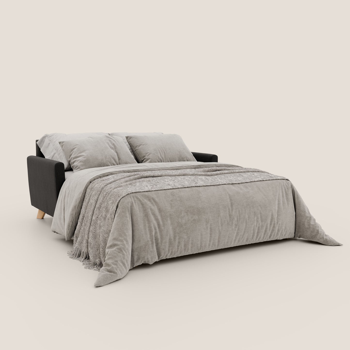 Francy divano letto matrimoniale con poggiatesta regolabile in tessuto impermeabile e smacchiabile T17 nero