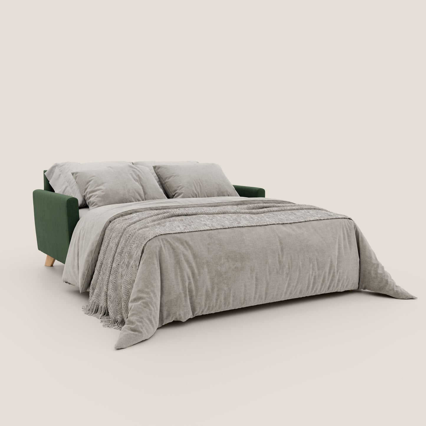 Francy divano letto matrimoniale con poggiatesta regolabile in tessuto impermeabile e smacchiabile T17 verde
