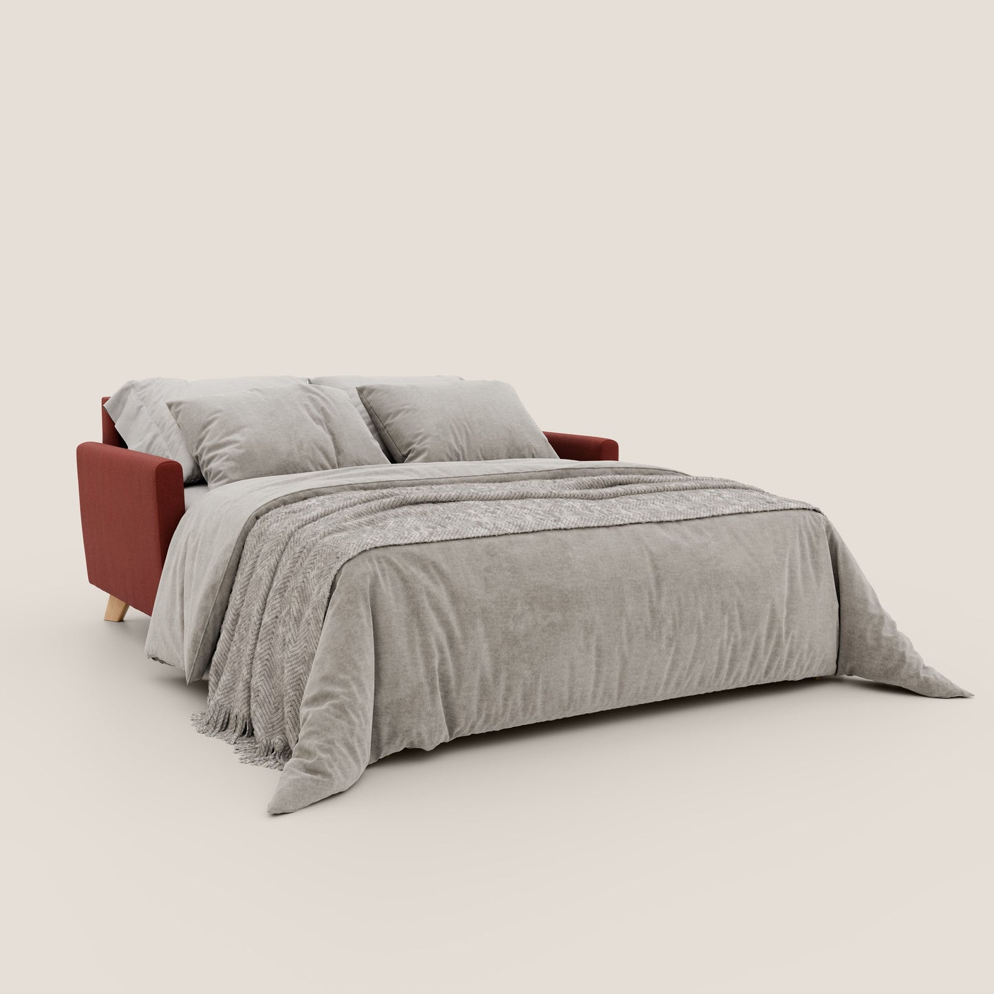 Francy divano letto matrimoniale con poggiatesta regolabile in tessuto impermeabile e smacchiabile T17 rosso