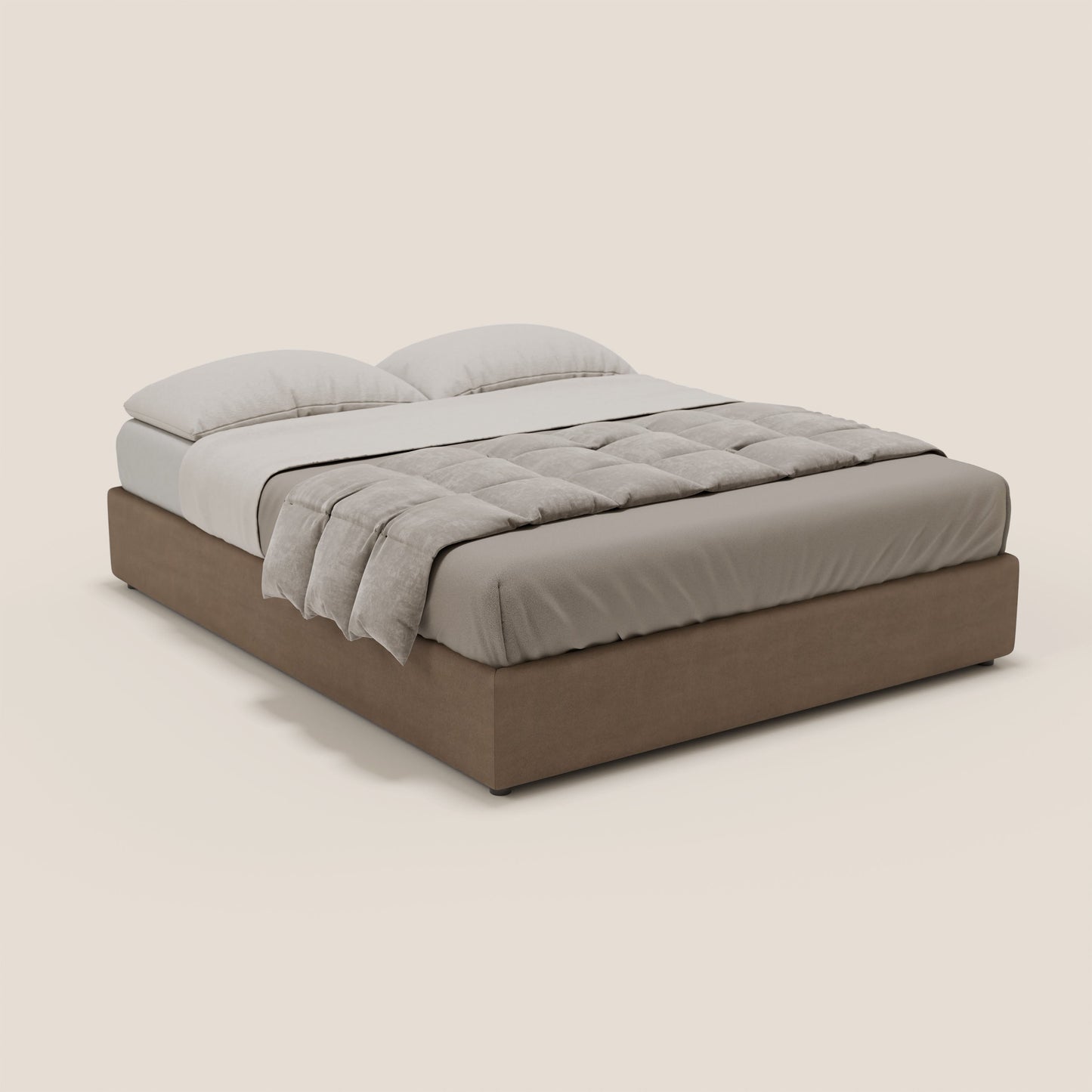 Ina sommier con ampio contenitore in microfibra smacchiabile ed impermeabile T11 marrone 