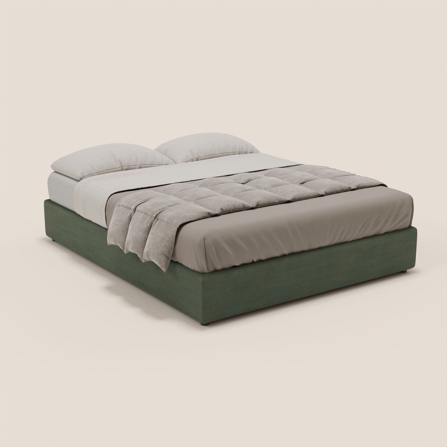 Ina sommier con ampio contenitore in microfibra smacchiabile ed impermeabile T11 verde 