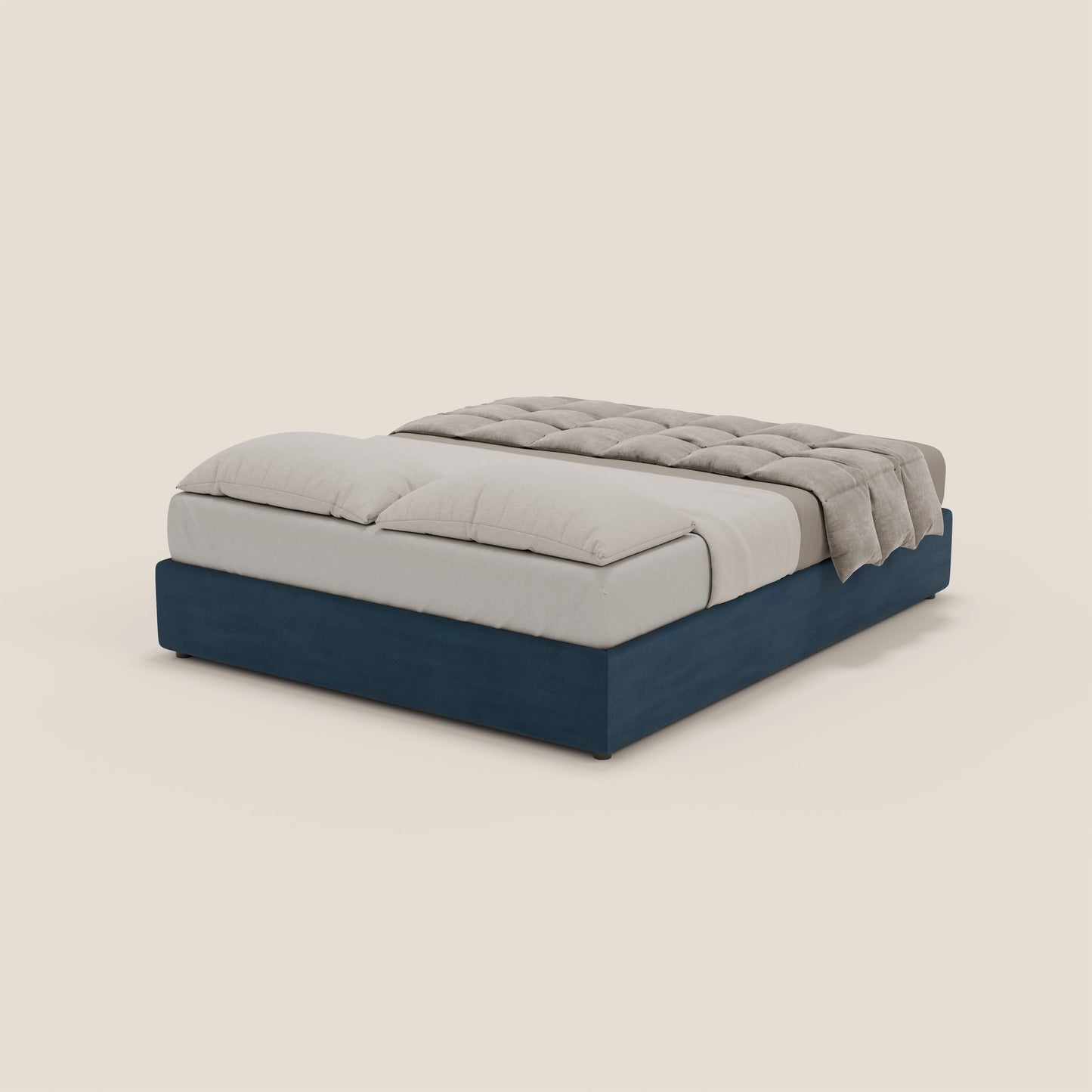 Ina sommier con ampio contenitore in microfibra smacchiabile ed impermeabile T11 blu 