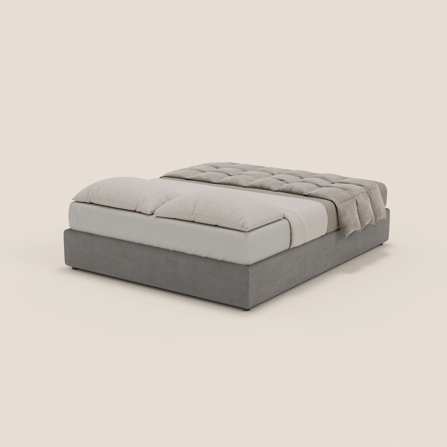 Ina sommier con ampio contenitore in microfibra smacchiabile ed impermeabile T11 grigio 