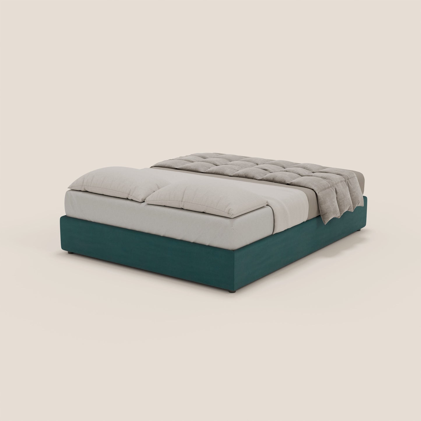 Ina sommier con ampio contenitore in microfibra smacchiabile ed impermeabile T11 petrolio 