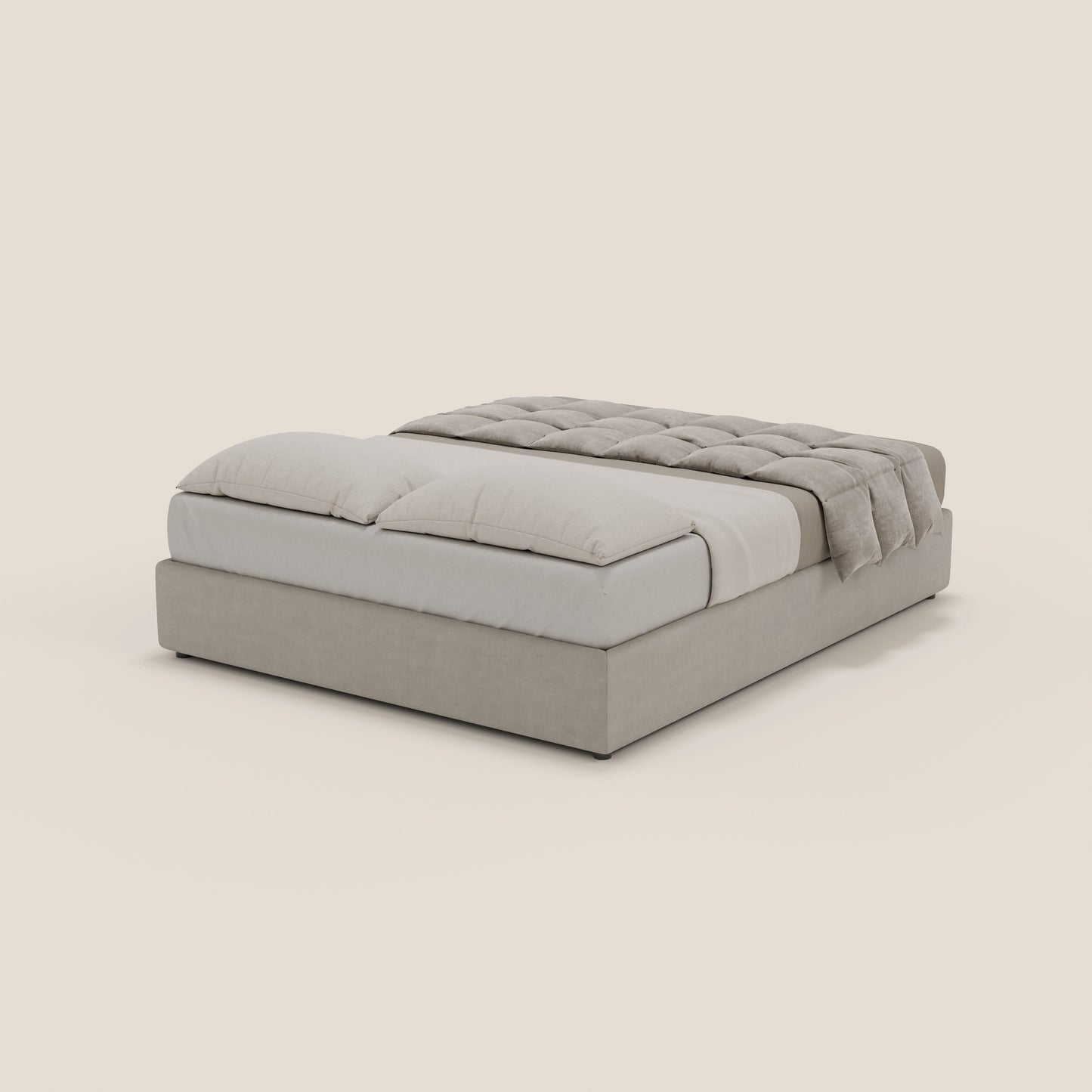 Ina sommier con ampio contenitore in microfibra smacchiabile ed impermeabile T11 grigio chiaro 