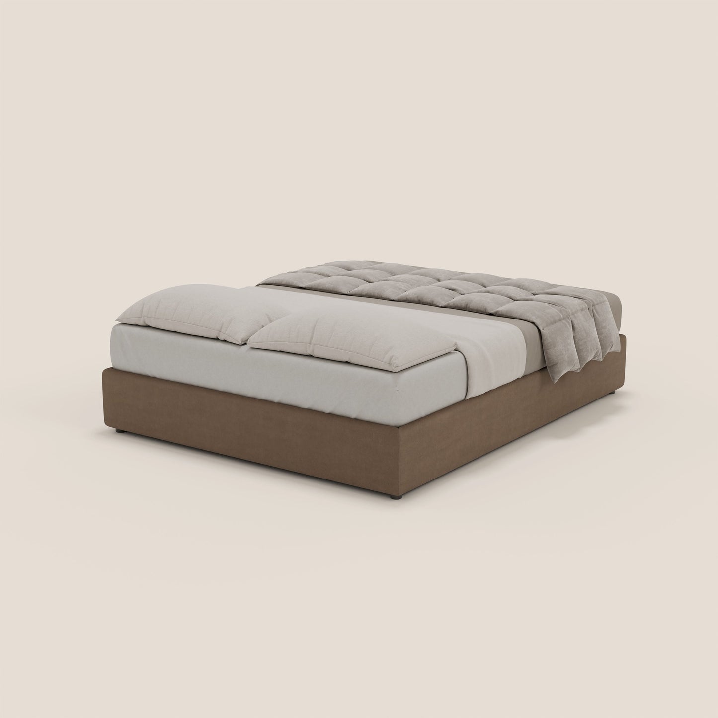 Ina sommier con ampio contenitore in microfibra smacchiabile ed impermeabile T11 marrone 