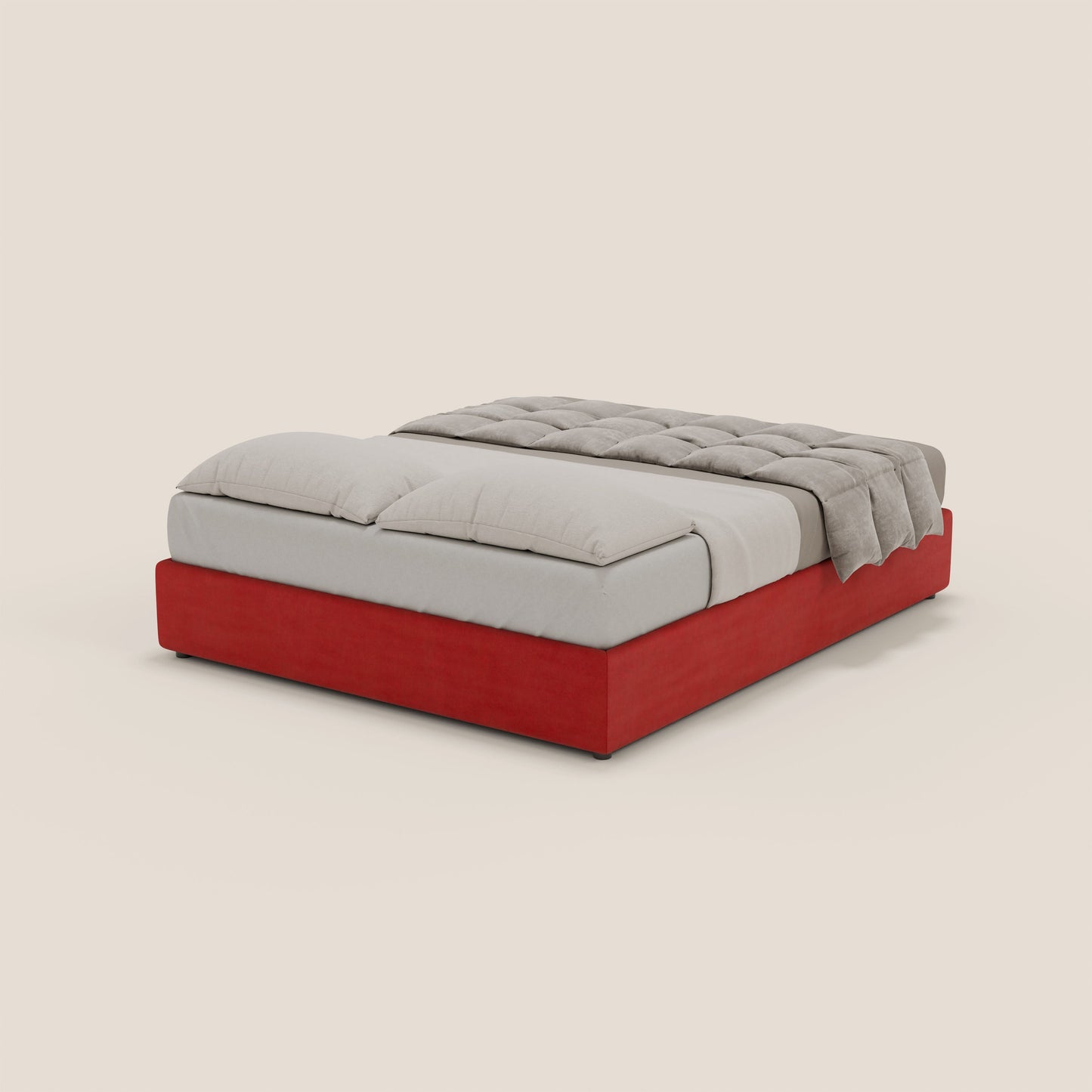 Ina sommier con ampio contenitore in microfibra smacchiabile ed impermeabile T11 rosso 