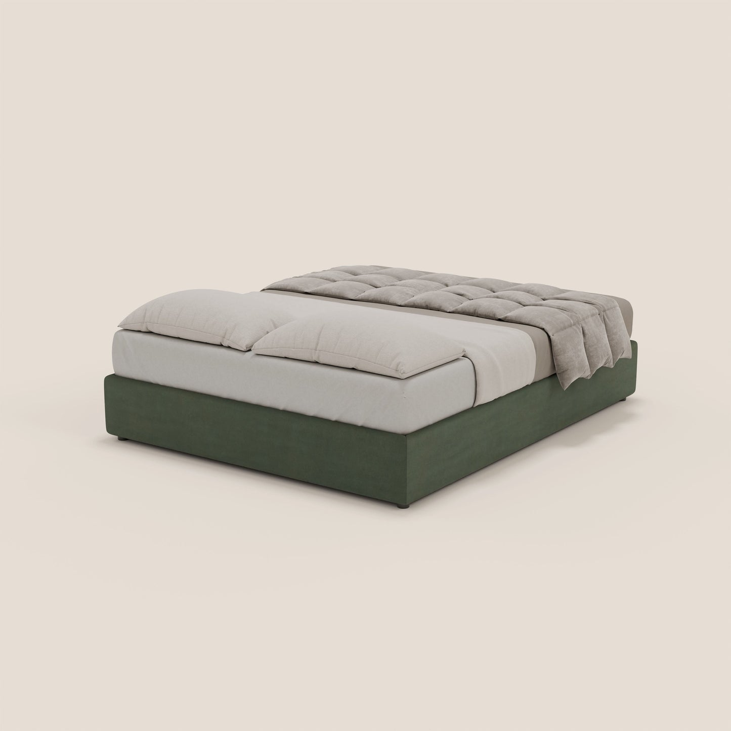 Ina sommier con ampio contenitore in microfibra smacchiabile ed impermeabile T11 verde 