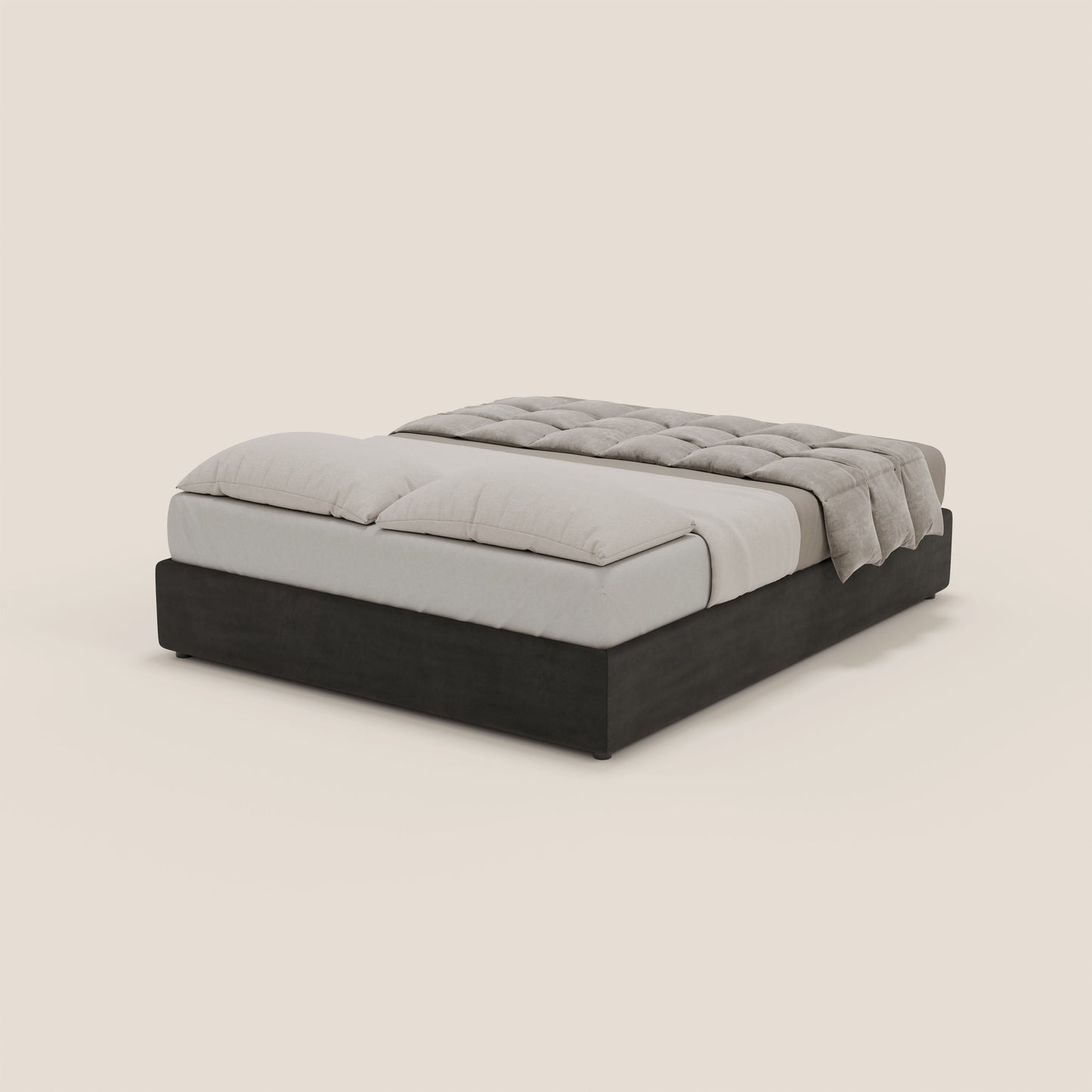 Ina sommier con ampio contenitore in microfibra smacchiabile ed impermeabile T11 nero 