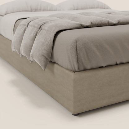 Ina sommier con ampio contenitore in microfibra smacchiabile ed impermeabile T11 tortora 