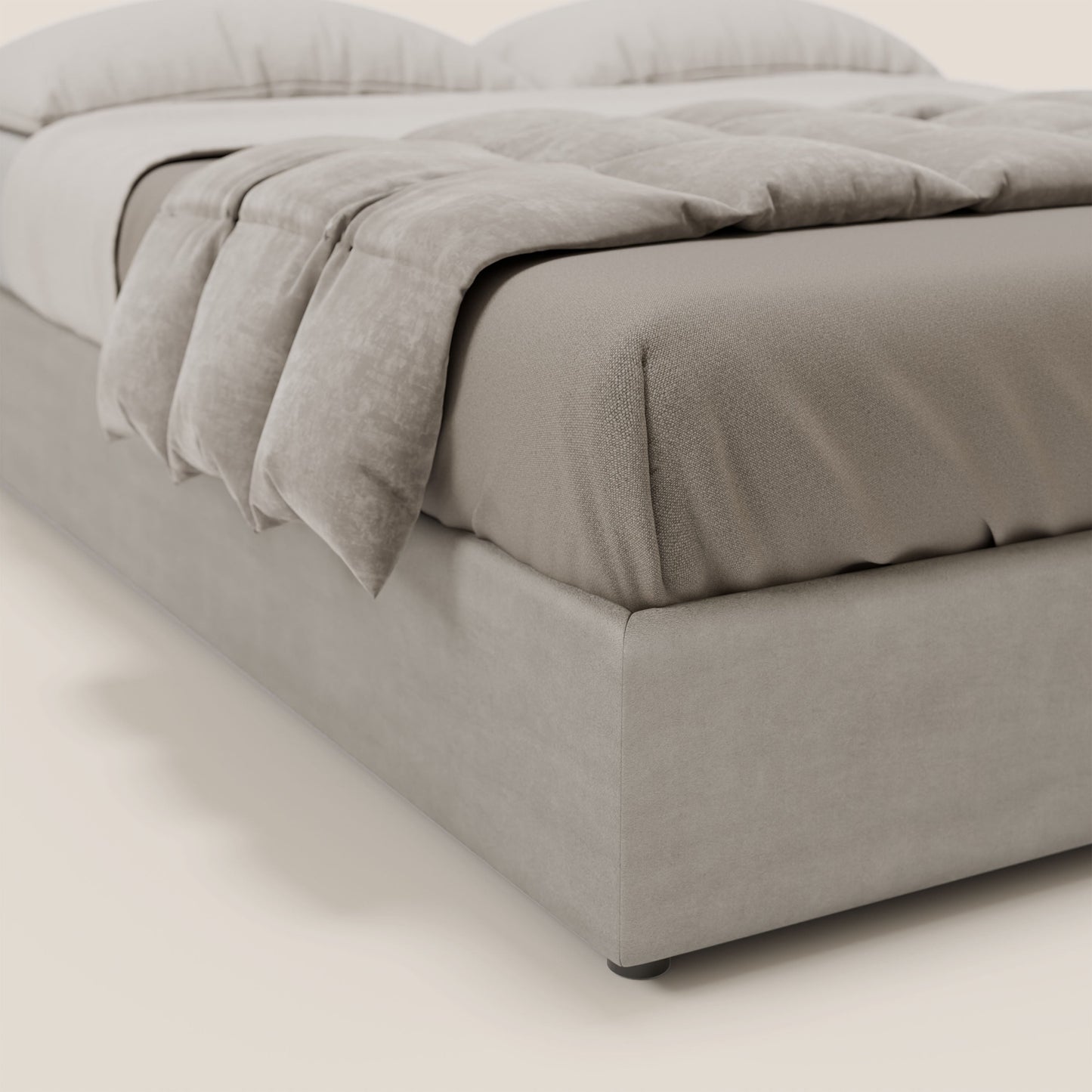 Ina sommier con ampio contenitore in microfibra smacchiabile ed impermeabile T11 grigio chiaro 