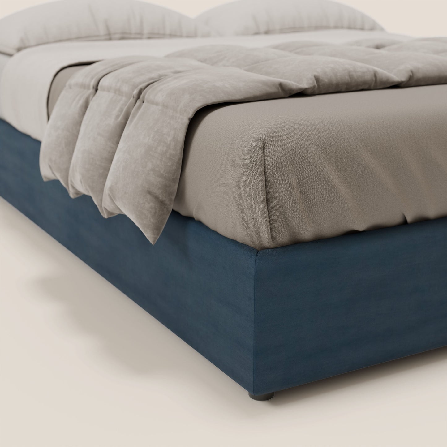 Ina sommier con ampio contenitore in microfibra smacchiabile ed impermeabile T11 blu 