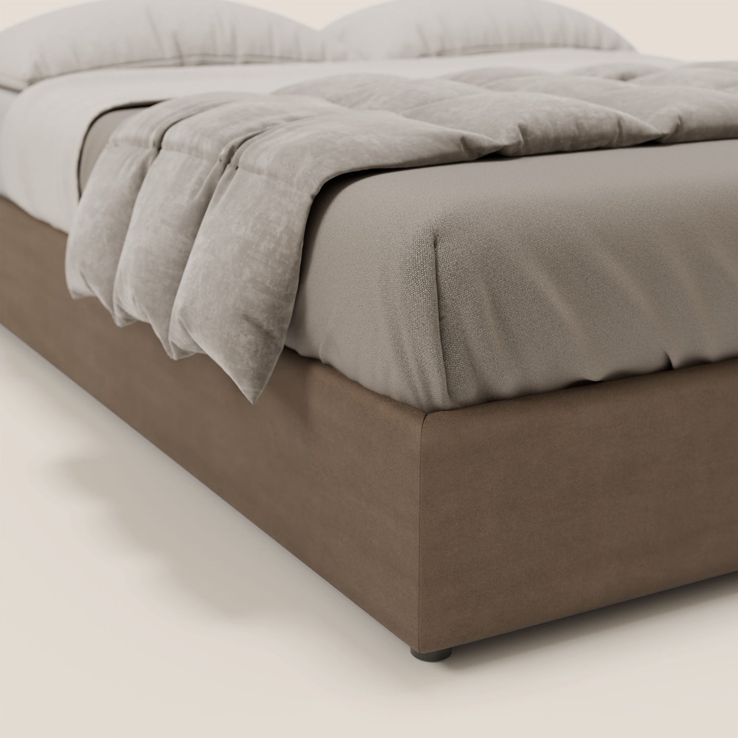 Ina sommier con ampio contenitore in microfibra smacchiabile ed impermeabile T11 marrone 