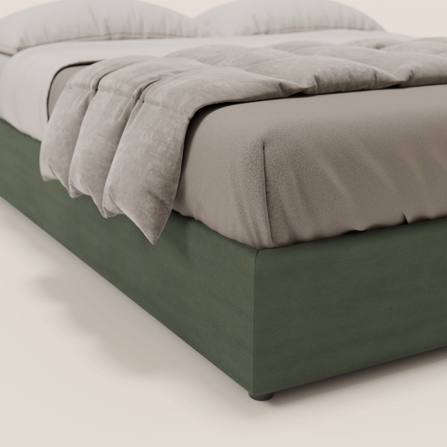 Ina sommier con ampio contenitore in microfibra smacchiabile ed impermeabile T11 verde 