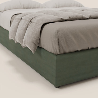 Ina sommier con ampio contenitore in microfibra smacchiabile ed impermeabile T11 verde 