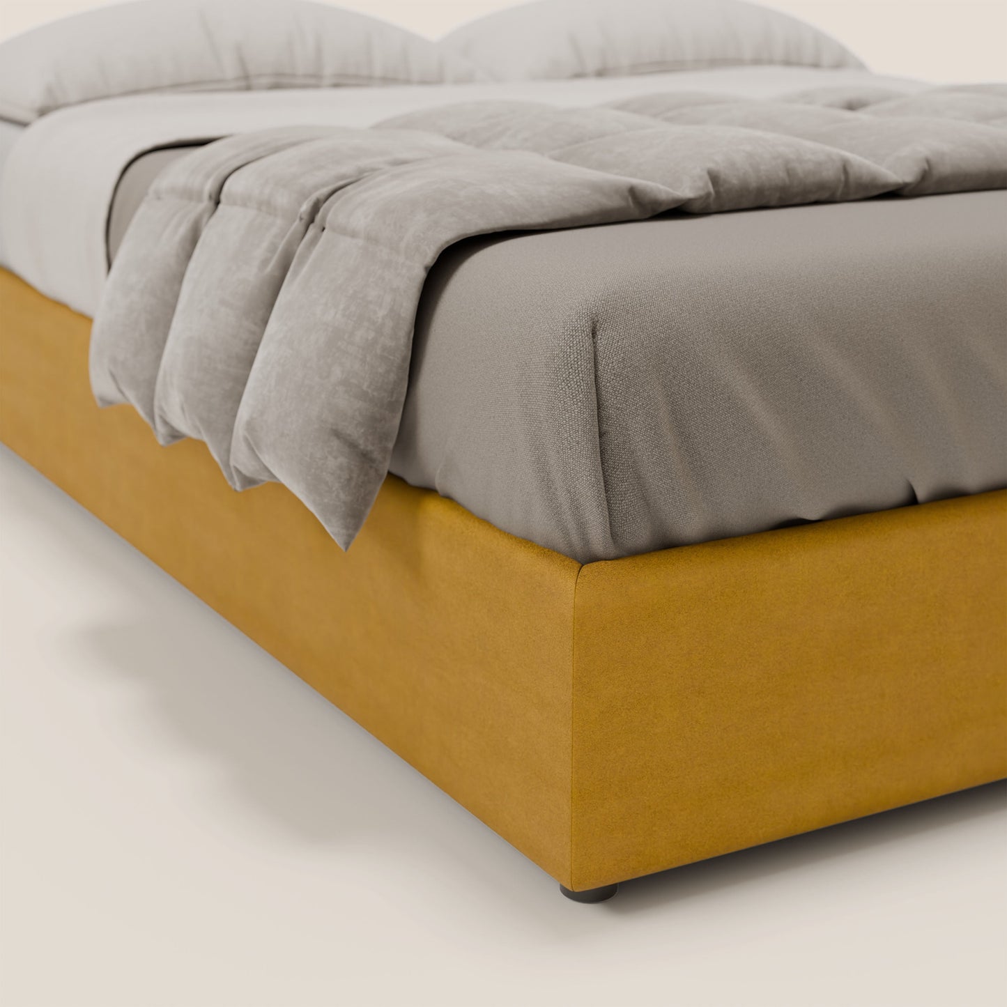 Ina sommier con ampio contenitore in microfibra smacchiabile ed impermeabile T11 giallo 