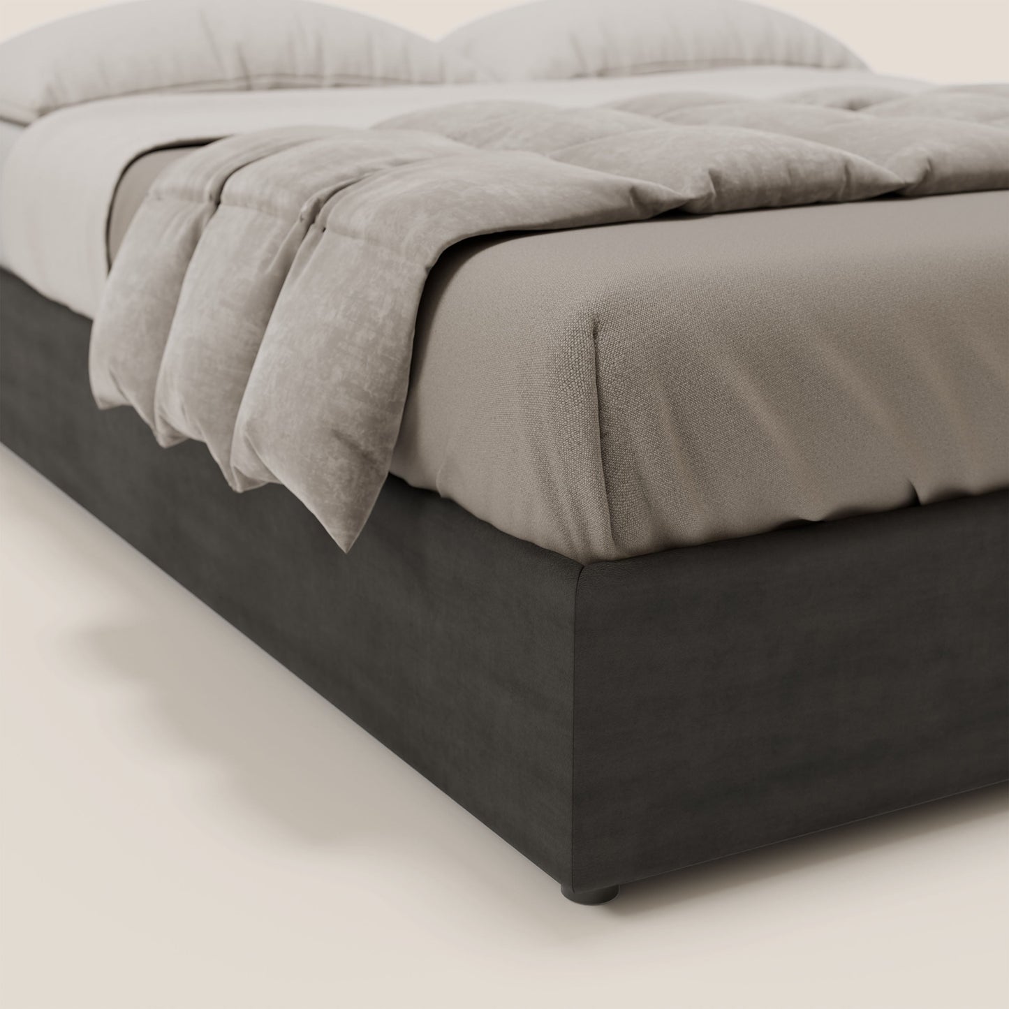 Ina sommier con ampio contenitore in microfibra smacchiabile ed impermeabile T11 nero 