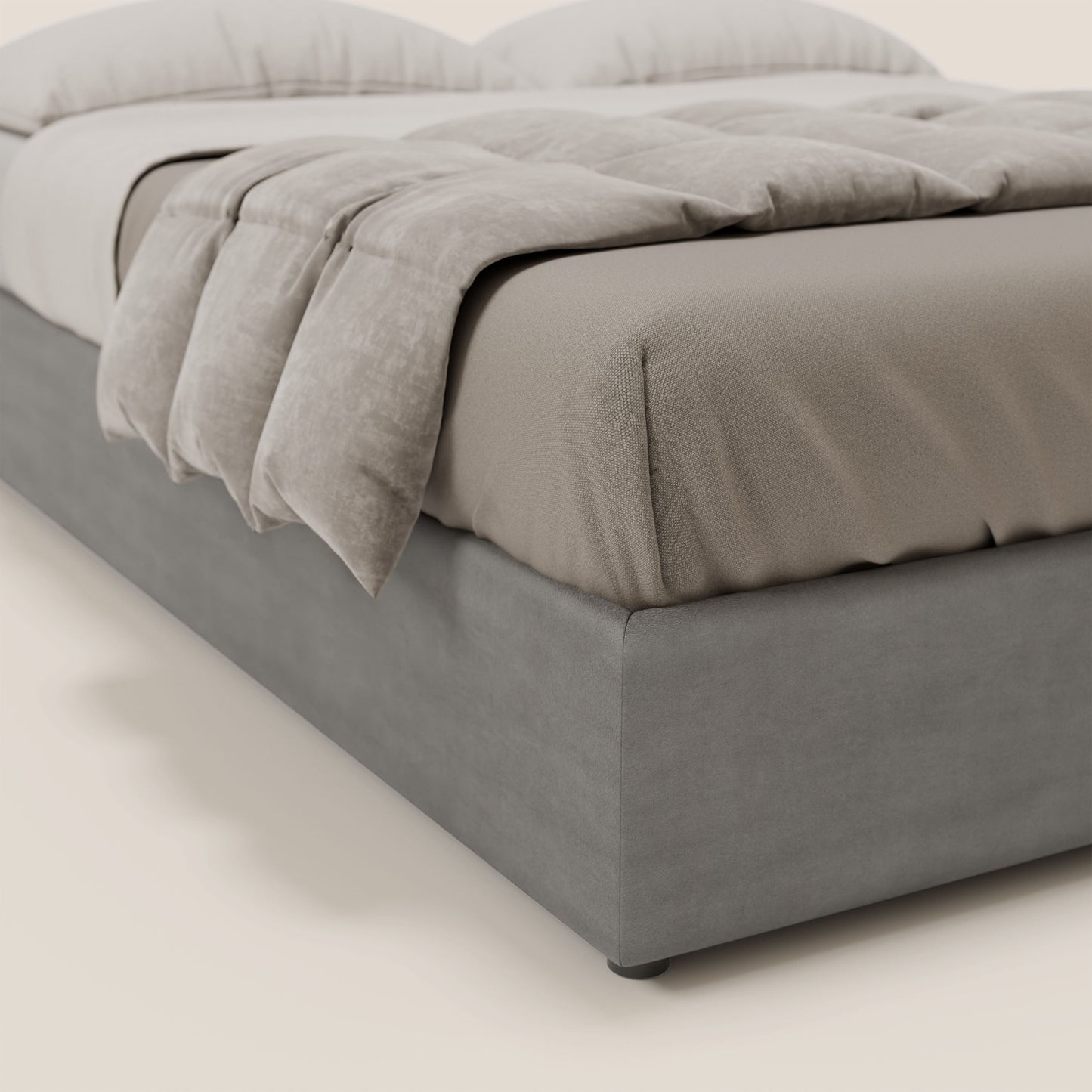 Ina sommier con ampio contenitore in microfibra smacchiabile ed impermeabile T11 grigio 