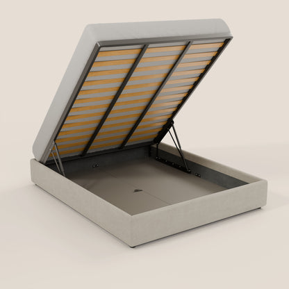 Ina sommier con ampio contenitore in microfibra smacchiabile ed impermeabile T11 panna 