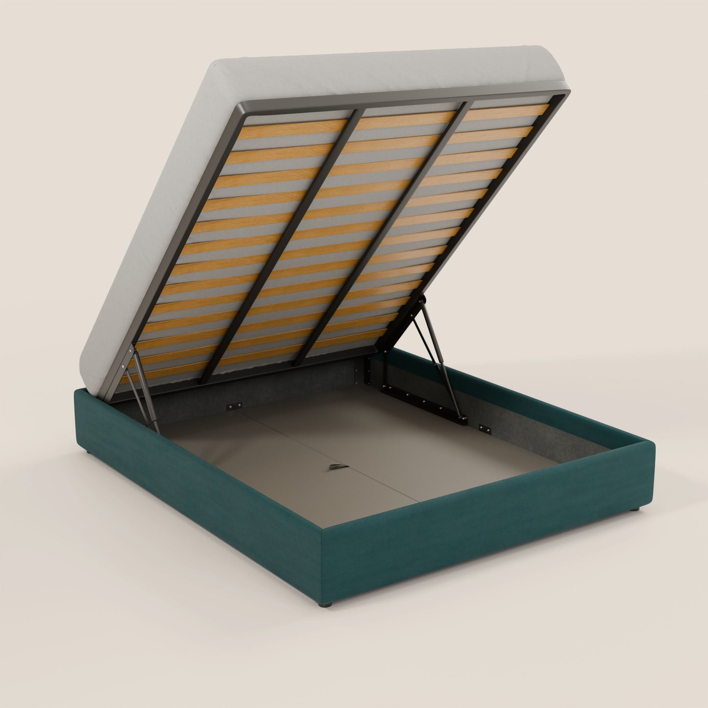 Ina sommier con ampio contenitore in microfibra smacchiabile ed impermeabile T11 petrolio 